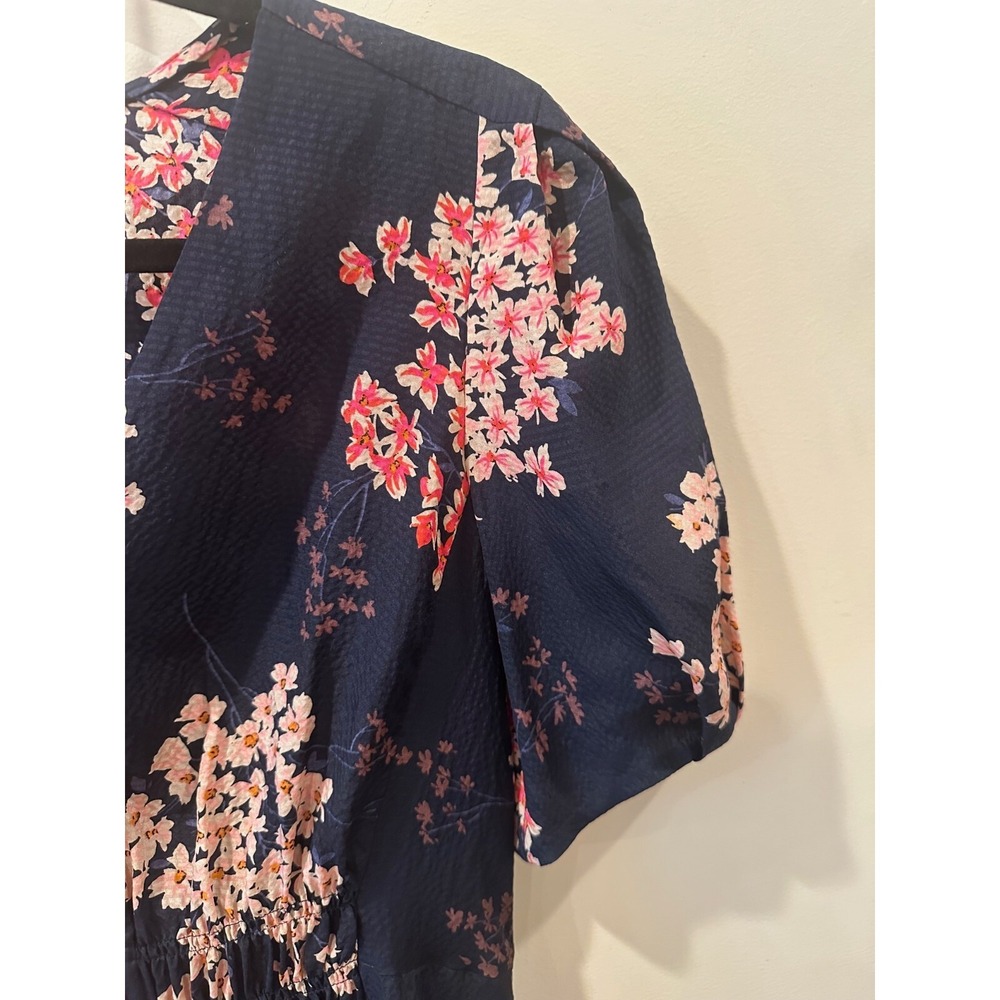 Rebecca Taylor 100% Silk Spring Blossom A-Line‎ Dress Sz 6 Navy V-Neck Florals - Picture 4 of 7